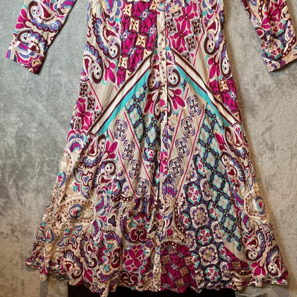 Soft Surroundings Palmero Soho Maxi Dress Button Front Long Sleeves SM Boho Chic - Picture 8 of 9